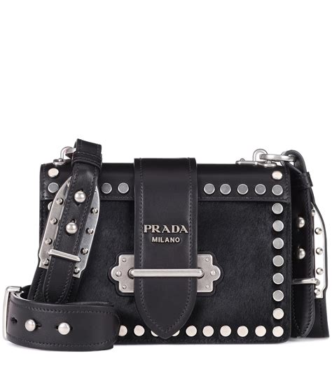 prada black leather stitching|Prada black leather shoulder bag.